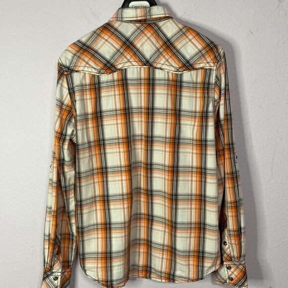 BKE Men Salmon/Gray Plaid Pattern Long Sleeve Button Down Shirt Size Medium - Picture 7 of 10